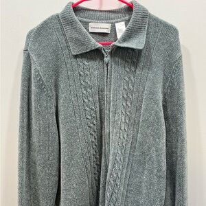 Alfred Dunner Cardigan Size XL Gray Zip Up